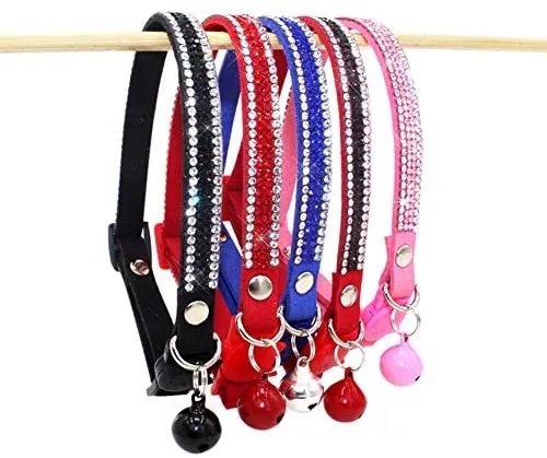 DAIHAQIKO - Collar para gato con campana, ajustable, diseño de gatitos