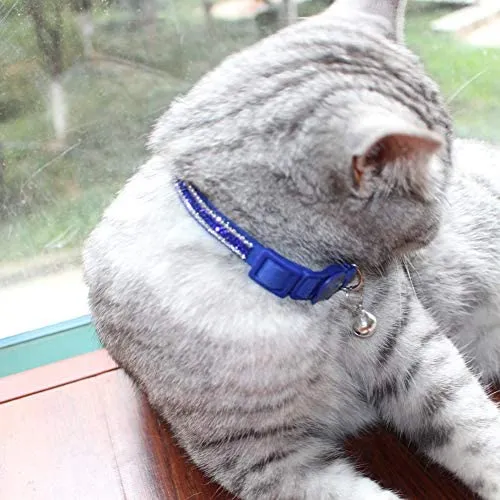 DAIHAQIKO - Collar para gato con campana, ajustable, diseño de gatitos