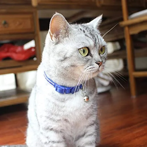 DAIHAQIKO - Collar para gato con campana, ajustable, diseño de gatitos