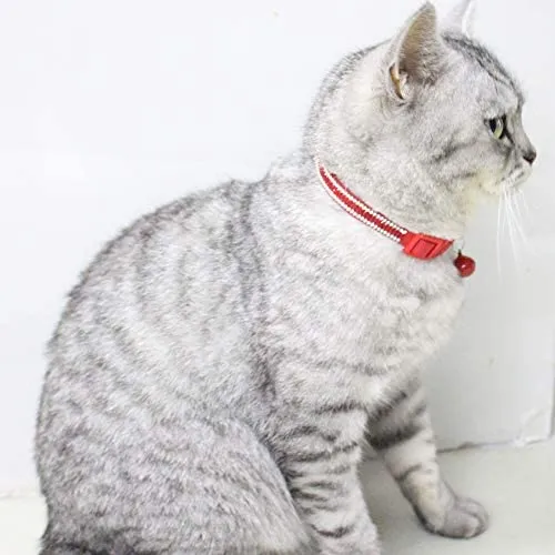 DAIHAQIKO - Collar para gato con campana, ajustable, diseño de gatitos