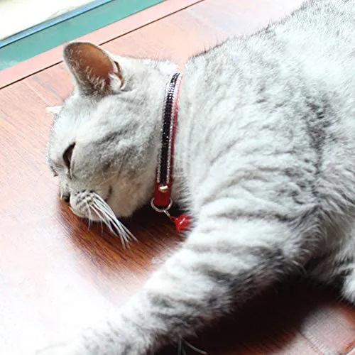 DAIHAQIKO - Collar para gato con campana, ajustable, diseño de gatitos