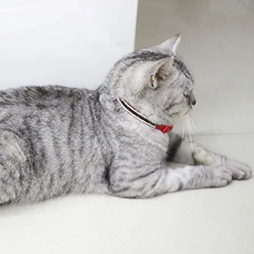 DAIHAQIKO - Collar para gato con campana, ajustable, diseño de gatitos