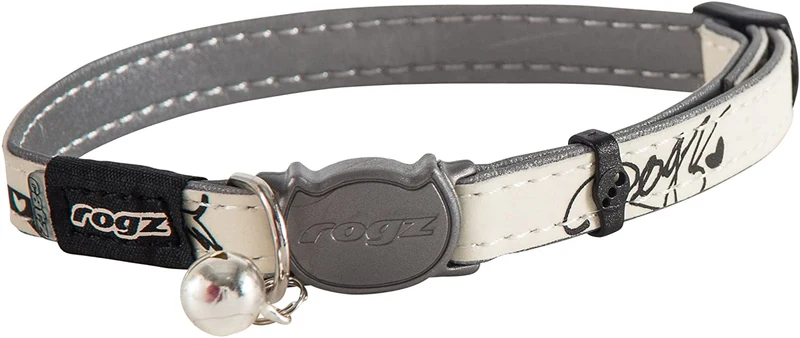Rogz Catz GLOWCAT Pequeño 1/8" Breakaway reflectante Glow-in-the-Dark diseño de collar, Jumping gato negro de gato