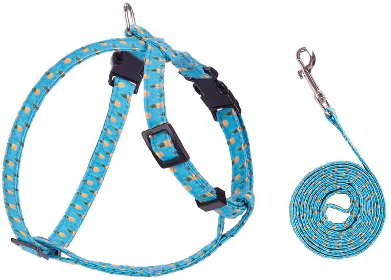 PUPTECK Cat Harness with Leash Set - Adjustable Escape Proof Walking Chest Strap with Pineapple Pattern