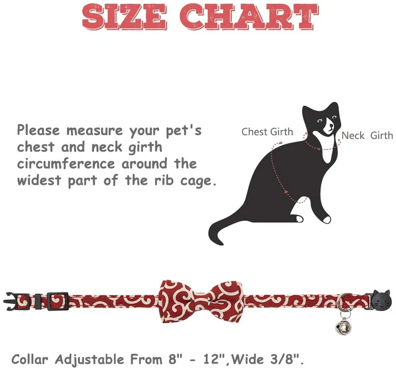 KOOLTAIL Bowtie Collar de gato con campana, 3 unidades de collares ajustables estilo japonés Kimono Ninja para gatos, gatitos, cachorros