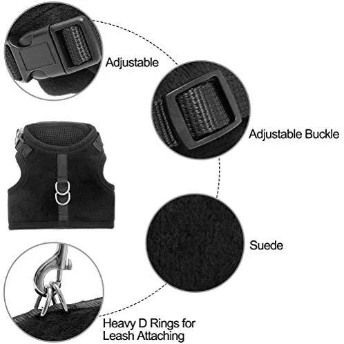 KOOLTAIL Escape Proof Cat Harness and Leash for Walking, Adjustable Soft Vest Harness for Cats Black