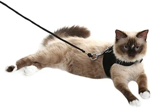 KOOLTAIL Escape Proof Cat Harness and Leash for Walking, Adjustable Soft Vest Harness for Cats Black