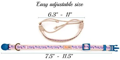 Pettsie - Pulsera de amistad con collar de gato y collar a juego, caja de regalo ecológica, anillo en D para accesorios, 100% algodón para mayor seguridad y comodidad, ajustable de 7.5 – 11.5 in