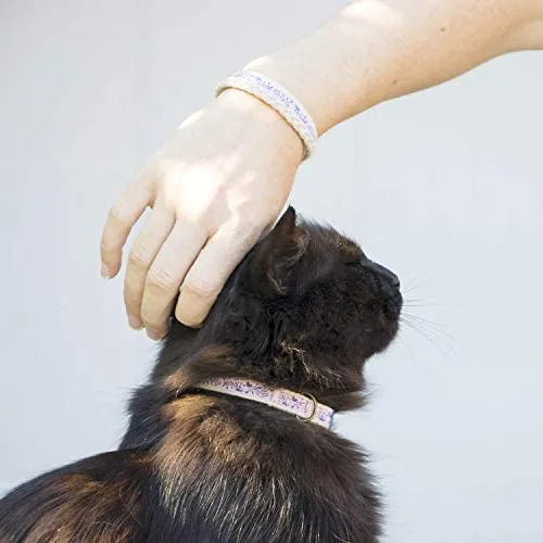 Pettsie - Pulsera de amistad con collar de gato y collar a juego, caja de regalo ecológica, anillo en D para accesorios, 100% algodón para mayor seguridad y comodidad, ajustable de 7.5 – 11.5 in