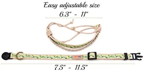 Pettsie - Pulsera de amistad con collar de gato y collar a juego, caja de regalo ecológica, anillo en D para accesorios, 100% algodón para mayor seguridad y comodidad, ajustable de 7.5 – 11.5 in
