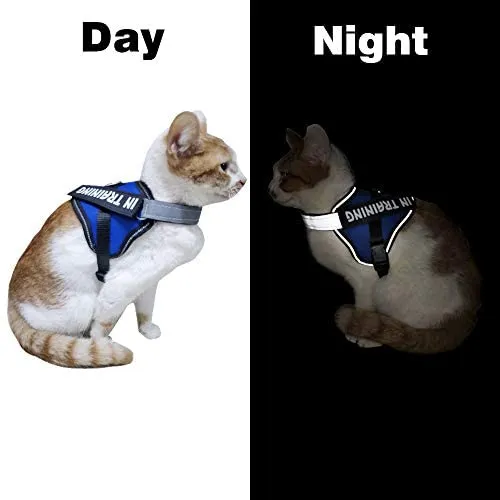 JAD - Arnés de gato ajustable para gatos, arnés de escape para caminar, arnés de ajuste cómodo para mascotas, gatito, cachorro, conejo, arnés de correa para gato con tiras reflectantes y 1 anillo de correa de metal