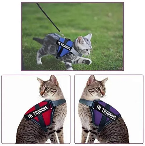 JAD - Arnés de gato ajustable para gatos, arnés de escape para caminar, arnés de ajuste cómodo para mascotas, gatito, cachorro, conejo, arnés de correa para gato con tiras reflectantes y 1 anillo de correa de metal
