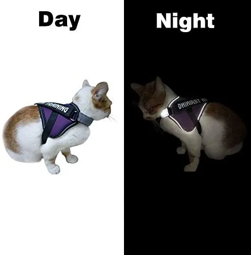 JAD - Arnés de gato ajustable para gatos, arnés de escape para caminar, arnés de ajuste cómodo para mascotas, gatito, cachorro, conejo, arnés de correa para gato con tiras reflectantes y 1 anillo de correa de metal