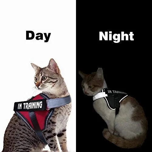JAD - Arnés de gato ajustable para gatos, arnés de escape para caminar, arnés de ajuste cómodo para mascotas, gatito, cachorro, conejo, arnés de correa para gato con tiras reflectantes y 1 anillo de correa de metal