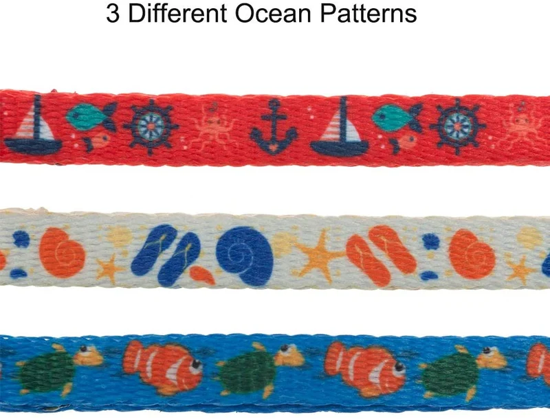 PAWCHIE - Collar ajustable para gato con campana, diseño de patrón oceánico para gatito (3 unidades)