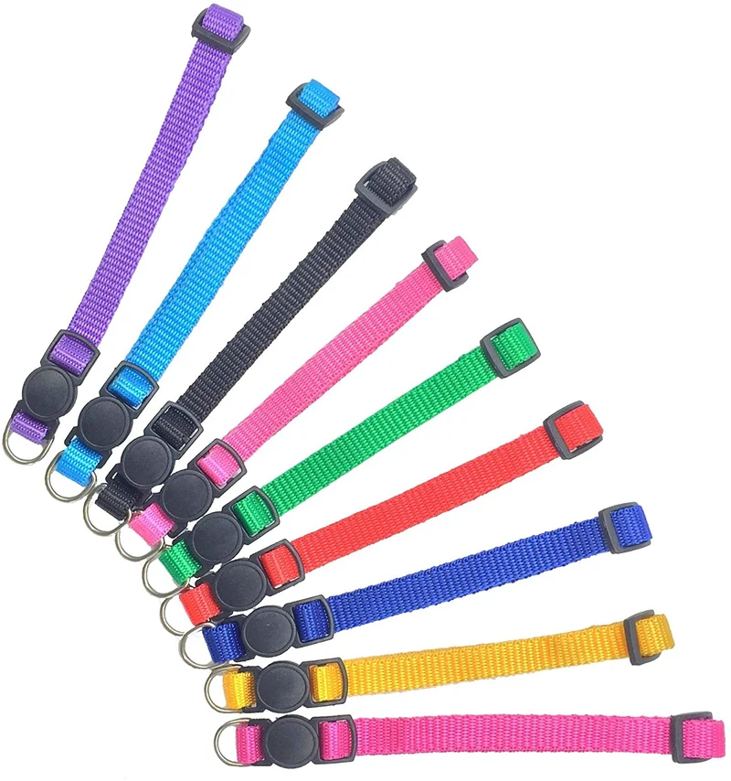PACCOMFET 9 piezas de nailon cachorro ID collar romper gato collar ajustable para mascota perro ballena, Adjustable