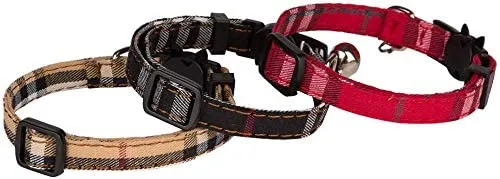 Cholegift Kitty - Collar de cuadros con diseño de gatos, cuadros clásicos, cuello ajustable
