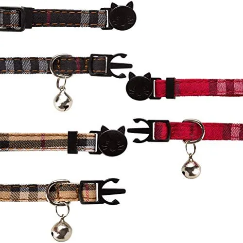 Cholegift Kitty - Collar de cuadros con diseño de gatos, cuadros clásicos, cuello ajustable