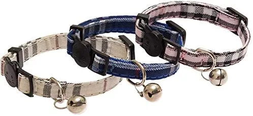 Cholegift Kitty - Collar de cuadros con diseño de gatos, cuadros clásicos, cuello ajustable