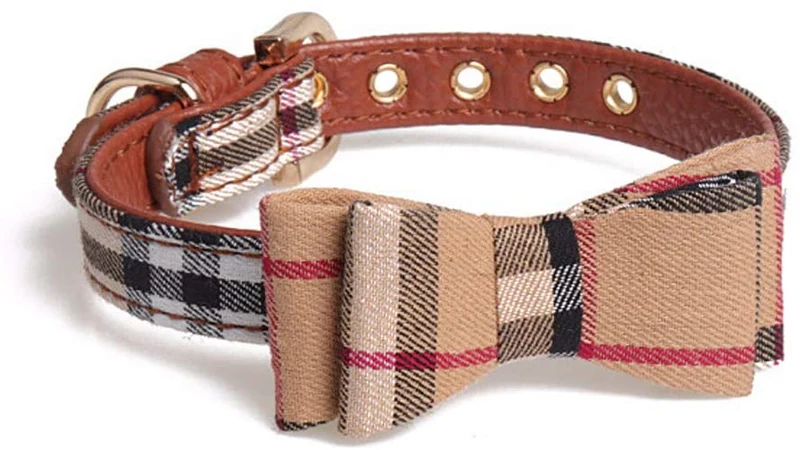 Axgo - Collar con pajarita para cachorro o gatito, diseño de cuadros