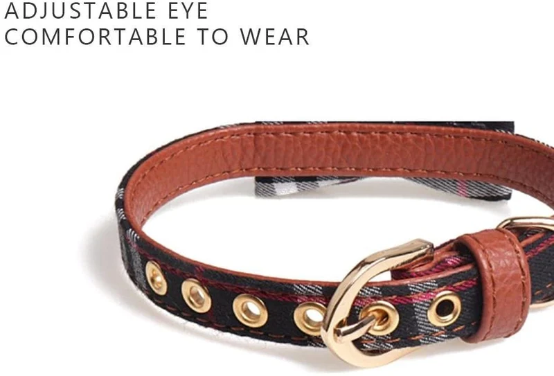 Axgo - Collar con pajarita para cachorro o gatito, diseño de cuadros