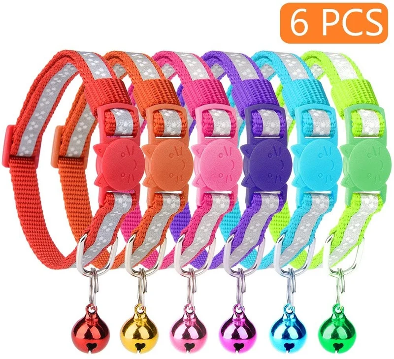 kooltail 6 pcs collares para gatos reflectante con sistema de Bell 8"-11" Juego de collares de nailon por