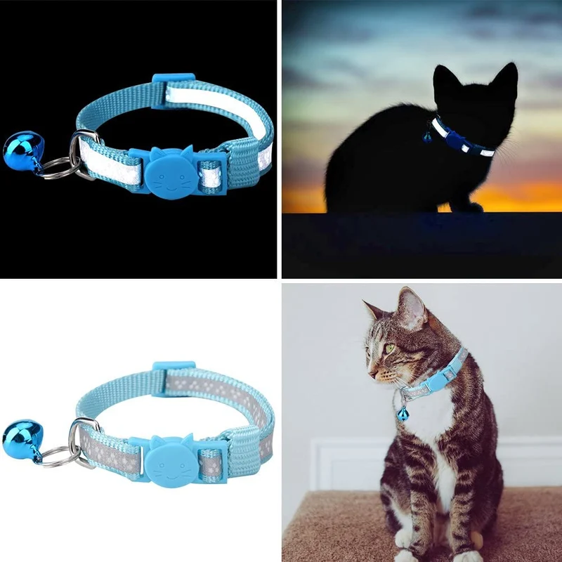 kooltail 6 pcs collares para gatos reflectante con sistema de Bell 8"-11" Juego de collares de nailon por