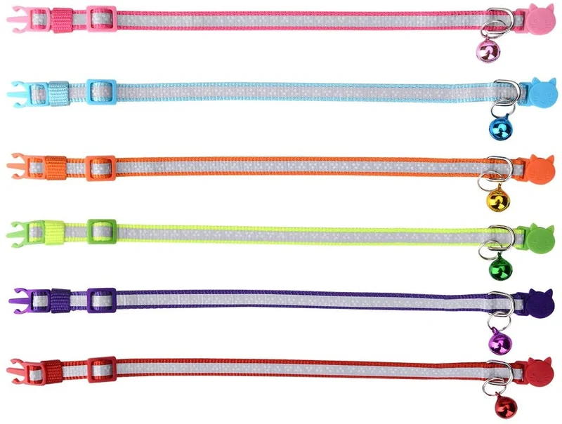 kooltail 6 pcs collares para gatos reflectante con sistema de Bell 8"-11" Juego de collares de nailon por