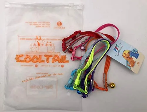 kooltail 6 pcs collares para gatos reflectante con sistema de Bell 8"-11" Juego de collares de nailon por