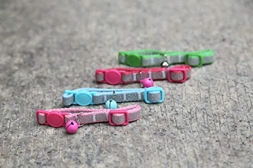 Collar para gato con campana, hebilla de seguridad, collar ajustable para gato, varios diseños, paquete de 4