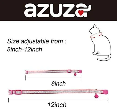 Collar para gato con campana, hebilla de seguridad, collar ajustable para gato, varios diseños, paquete de 4