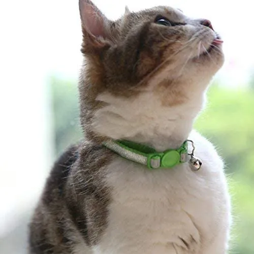 Collar para gato con campana, hebilla de seguridad, collar ajustable para gato, varios diseños, paquete de 4