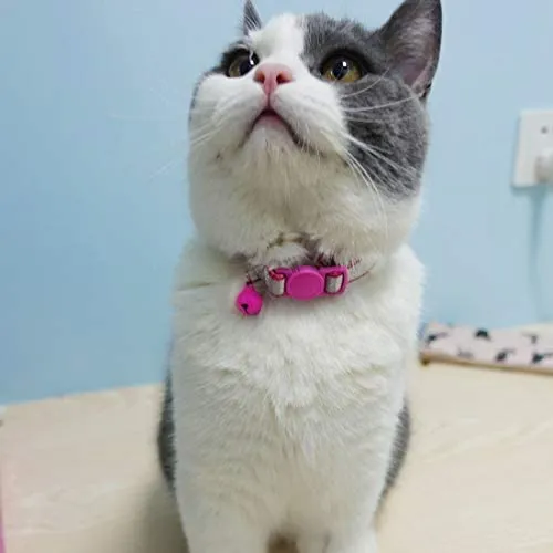 Collar para gato con campana, hebilla de seguridad, collar ajustable para gato, varios diseños, paquete de 4