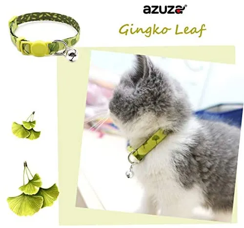 Collar para gato con campana, hebilla de seguridad, collar ajustable para gato, varios diseños, paquete de 4