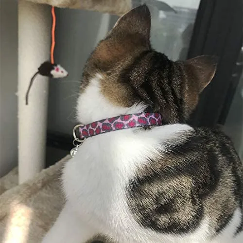 Collar para gato con campana, hebilla de seguridad, collar ajustable para gato, varios diseños, paquete de 4