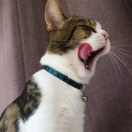 Collar para gato con campana, hebilla de seguridad, collar ajustable para gato, varios diseños, paquete de 4