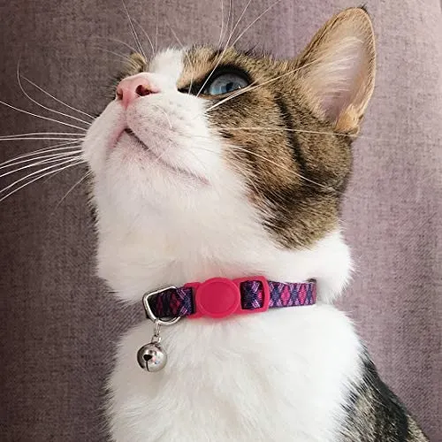 Collar para gato con campana, hebilla de seguridad, collar ajustable para gato, varios diseños, paquete de 4