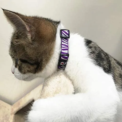 Collar para gato con campana, hebilla de seguridad, collar ajustable para gato, varios diseños, paquete de 4