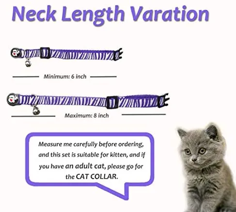 Collar para gato con campana, hebilla de seguridad, collar ajustable para gato, varios diseños, paquete de 4