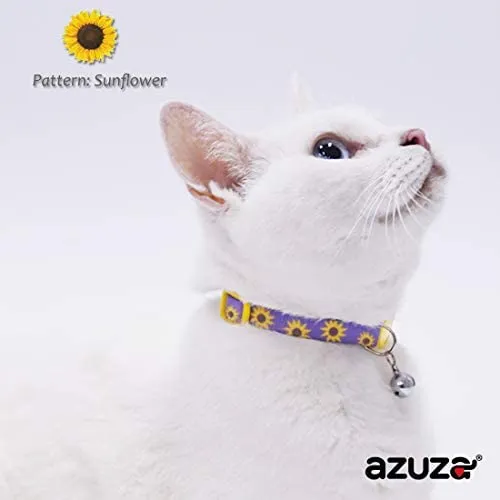 Collar para gato con campana, hebilla de seguridad, collar ajustable para gato, varios diseños, paquete de 4