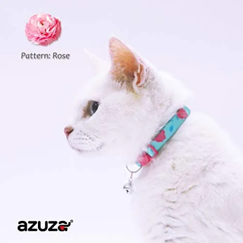 Collar para gato con campana, hebilla de seguridad, collar ajustable para gato, varios diseños, paquete de 4