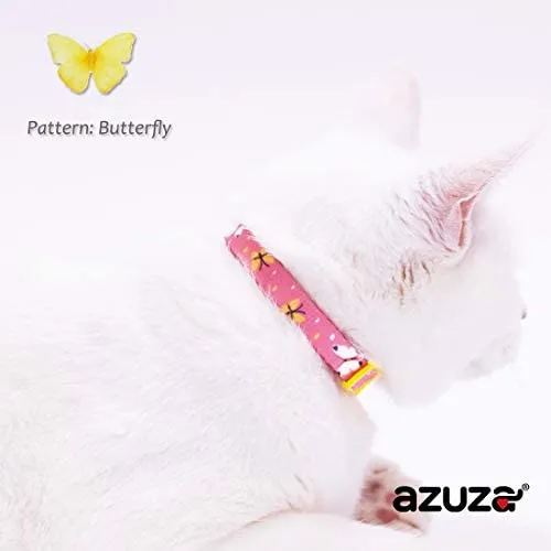 Collar para gato con campana, hebilla de seguridad, collar ajustable para gato, varios diseños, paquete de 4