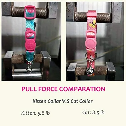 Collar para gato con campana, hebilla de seguridad, collar ajustable para gato, varios diseños, paquete de 4