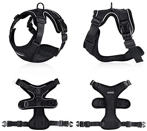 rabbitgoo - Arnés para gato para caminar, a prueba de escape, para gatos pequeños y medianos, arneses ajustables, arnés de malla suave para gatos pequeños, chaqueta de gato segura con tiras reflectantes y 1 anillo de metal
