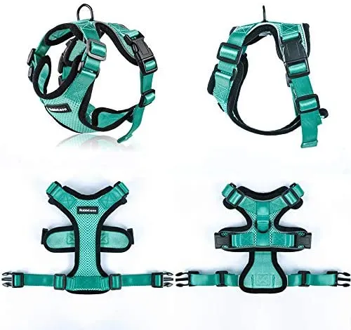rabbitgoo - Arnés para gato para caminar, a prueba de escape, para gatos pequeños y medianos, arneses ajustables, arnés de malla suave para gatos pequeños, chaqueta de gato segura con tiras reflectantes y 1 anillo de metal