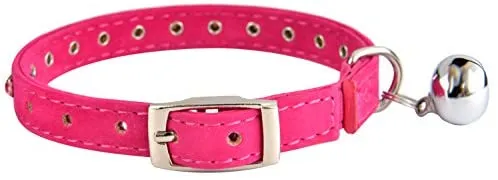 KOOLTAIL - Collar de terciopelo elástico de seguridad para gato, con cristales y campana, 20,32 a 10.5 in
