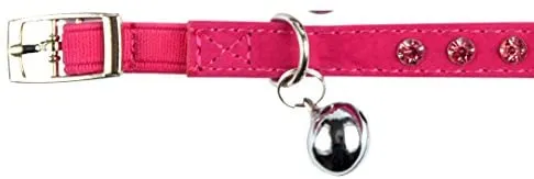 KOOLTAIL - Collar de terciopelo elástico de seguridad para gato, con cristales y campana, 20,32 a 10.5 in