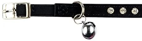 KOOLTAIL - Collar de terciopelo elástico de seguridad para gato, con cristales y campana, 20,32 a 10.5 in