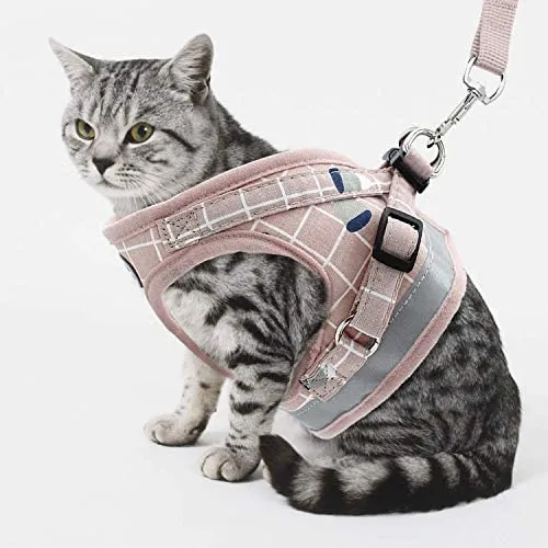 Vetoo Arnés ajustable a prueba de escape, arnés de gatito reflectante y correa para caminar gato arnés universal para mascotas para gatos