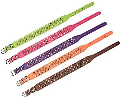 Collares para mascotas Aolove con pinchos y tachuelas, ajustable, piel sintética